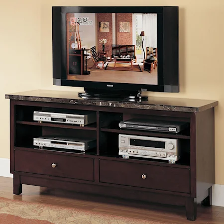 2 Drawer Black Marble Top Entertainment Console Set